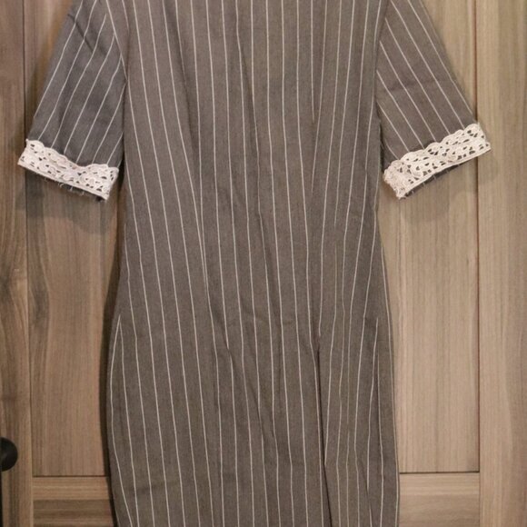 Vintage My Michelle Grey Stripe Double Breasted Dress - Picture 2 of 5